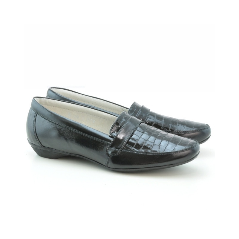 Damskie buty casual (duże rozmiary) 679m czarny lakier croco
