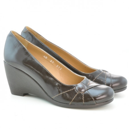 Damskie buty casual 613 lakier kawa