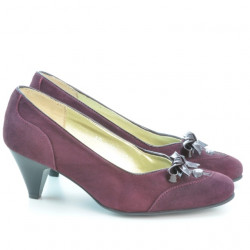 Eleganckie buty damskie 1064 bordo antylopa