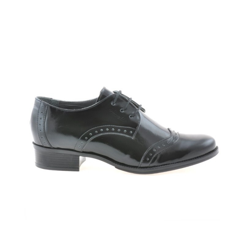 Buty casual damskie 691 lakierowane czarne