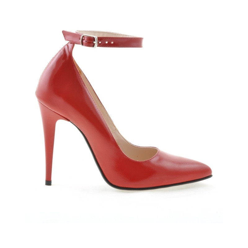 Eleganckie damskie buty 1247 lakierowane czerwony satynowy