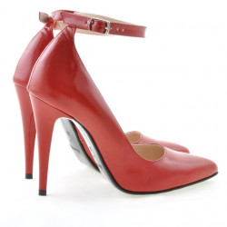 Eleganckie damskie buty 1247 lakierowane czerwony satynowy