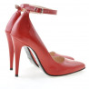Eleganckie damskie buty 1247 lakierowane czerwony satynowy