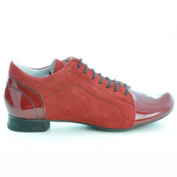 Damskie buty casual 645 lakierowane czerwone kombinowane