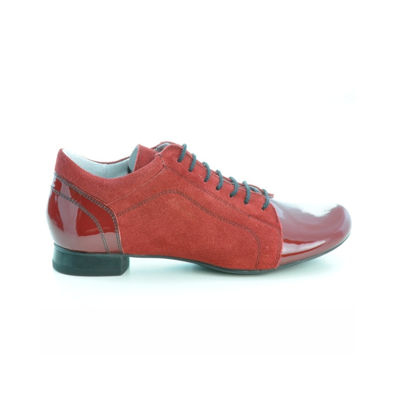 Damskie buty casual 645 lakierowane czerwone kombinowane