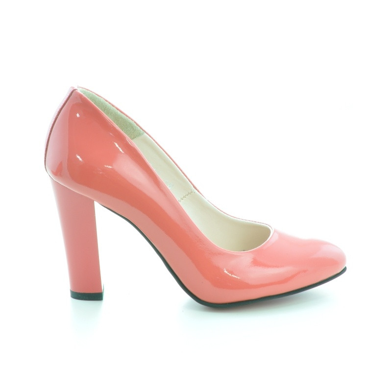 Buty eleganckie damskie 1214 lakierowane czerwony koralowy
