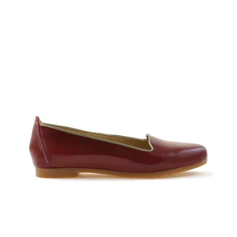 Damskie baleriny 662 lakierowane bordowe