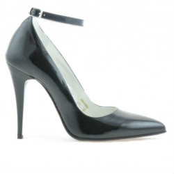 Damskie eleganckie buty 1247 czarny lakierowany satynowy