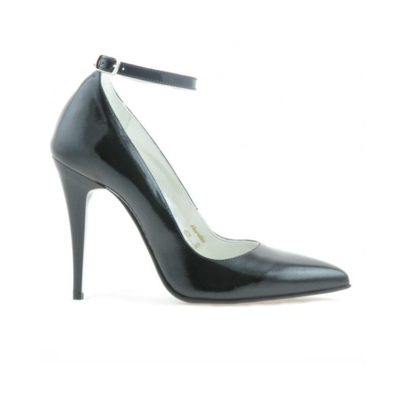 Damskie eleganckie buty 1247 czarny lakierowany satynowy