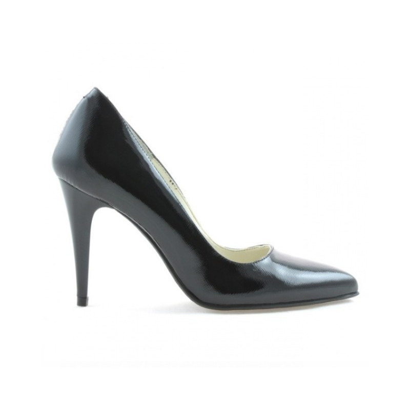 Eleganckie buty damskie 1246 czarny lakierowany satynowy