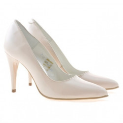 Damskie eleganckie buty 1246 lakierowane w kolorze kości słoniowej