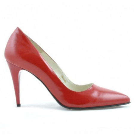 Eleganckie buty damskie 1246 lakierowane czerwone satynowe