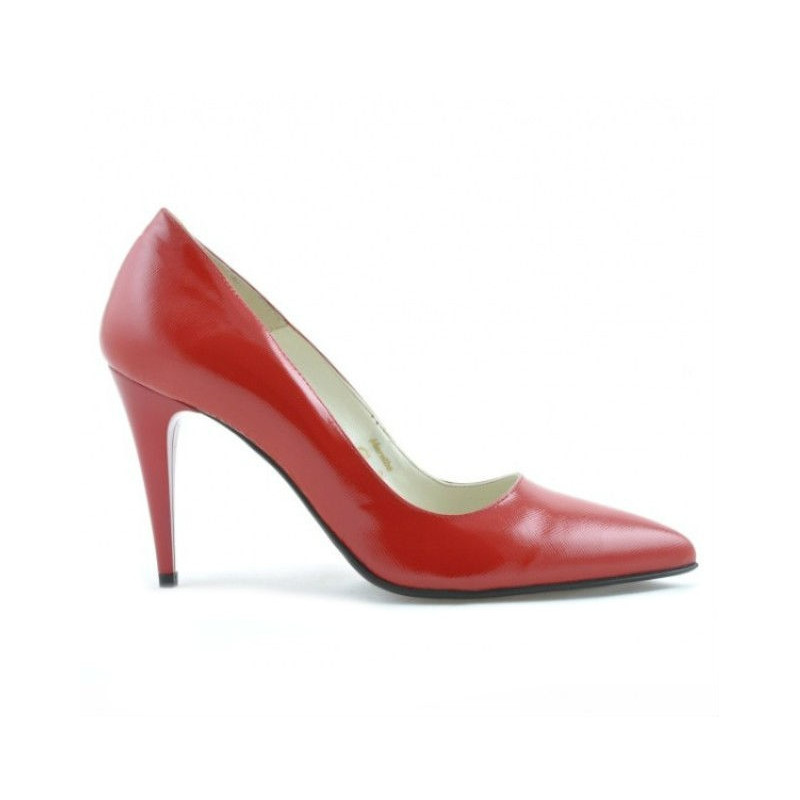 Eleganckie buty damskie 1246 lakierowane czerwone satynowe