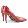 Eleganckie buty damskie 1246 lakierowane czerwone satynowe