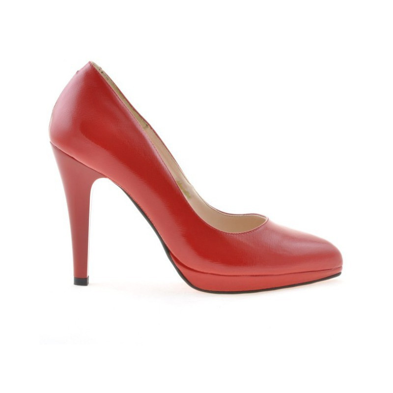 Eleganckie buty damskie 1233 lakier czerwony satynowy