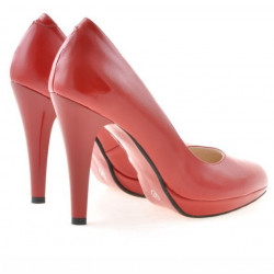 Eleganckie buty damskie 1233 lakier czerwony satynowy