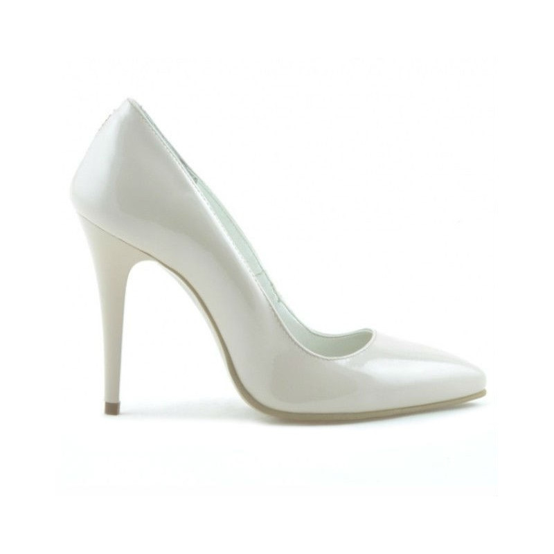 Eleganckie damskie buty 1241 lakierowana kość słoniowa