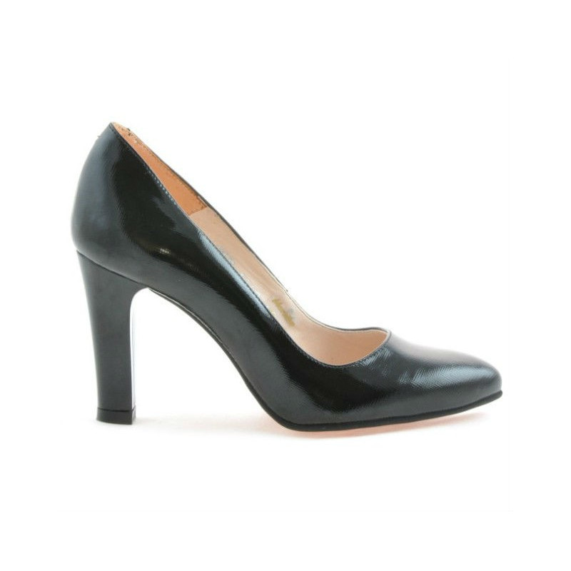 Eleganckie buty damskie 1243 lakierowane czarne satynowe