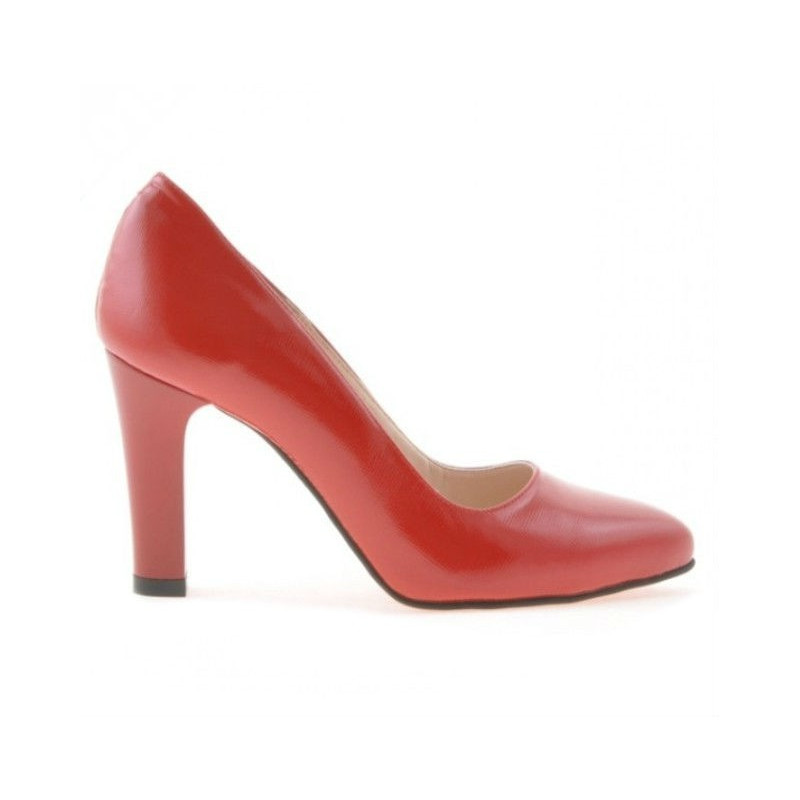 Eleganckie damskie buty 1243 czerwony lakier satynowy