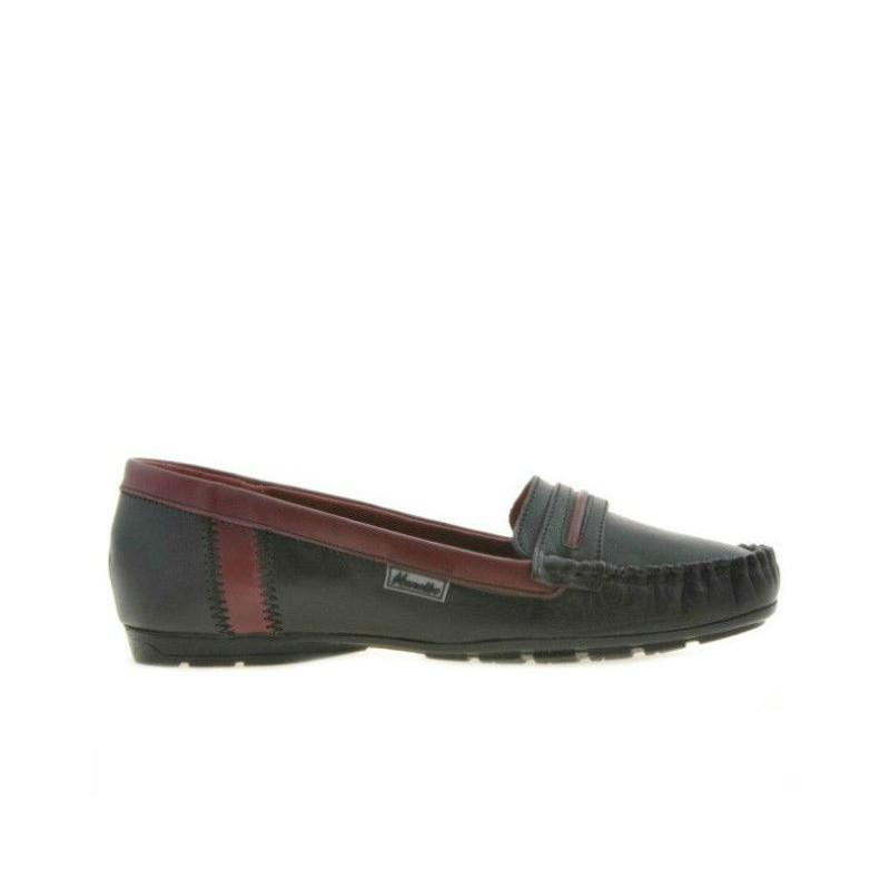 Damskie mokasyny 619 czarne+burgund
