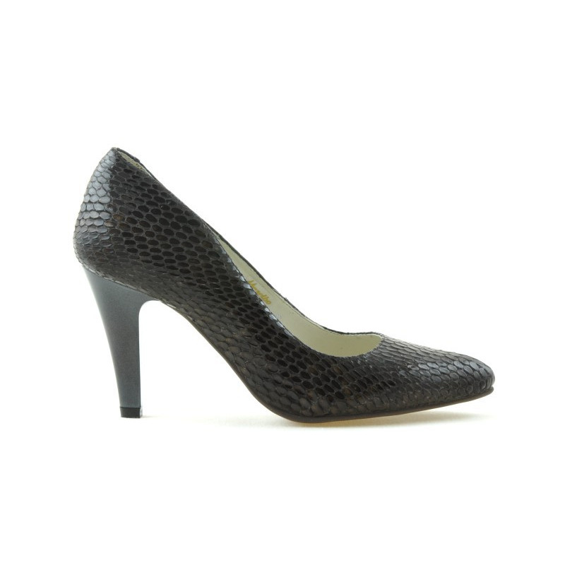 Eleganckie buty damskie 1234 croco brązowy