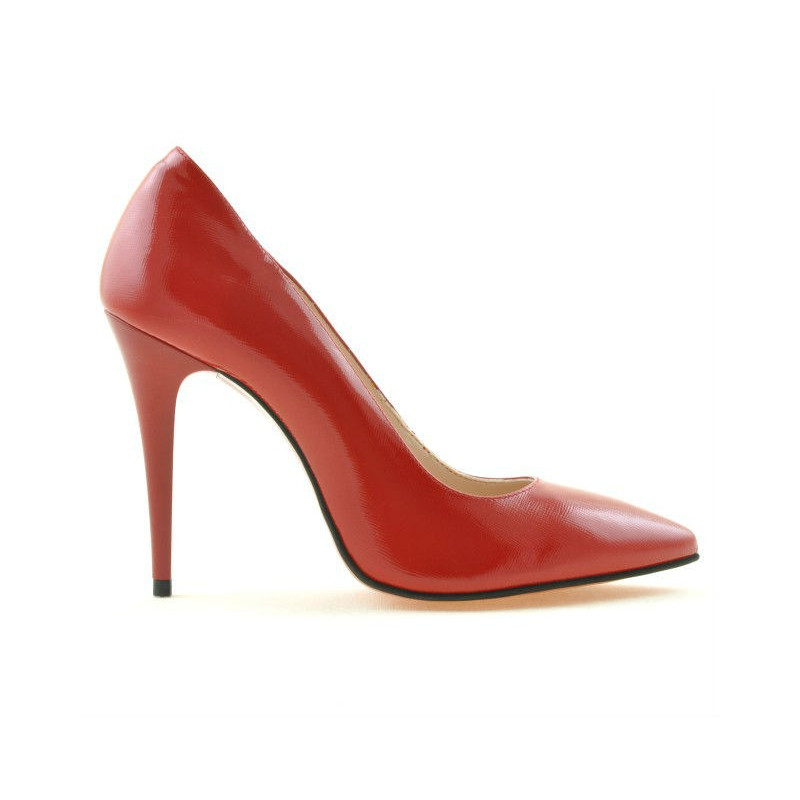 Damskie eleganckie buty 1241 lakierowane czerwone satynowe