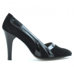 Eleganckie damskie buty 1208 czarna antylopa kombinowana
