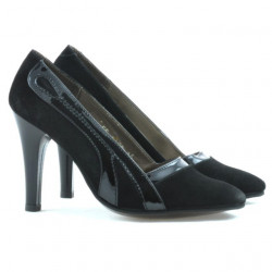 Eleganckie damskie buty 1208 czarna antylopa kombinowana