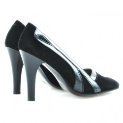 Eleganckie damskie buty 1208 czarna antylopa kombinowana