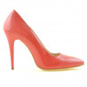 Eleganckie damskie buty 1241 lakierowane czerwono-koralowe