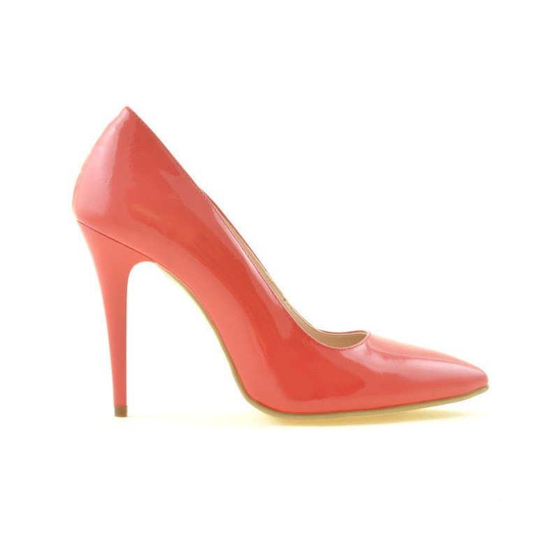 Eleganckie damskie buty 1241 lakierowane czerwono-koralowe