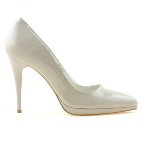 Eleganckie buty damskie 1244 lakierowane beżowe perłowe
